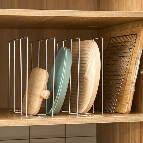 Blulu U Shaped Cookie Sheet Organizer for Cabinet Baking Sheet Organizer Kitchen Cabinet Dividers Vertical Chrome Pan Rack Storage Wires Tray Dividers Face Opening of 3.5"(Silver,1 Pcs) - Image 6