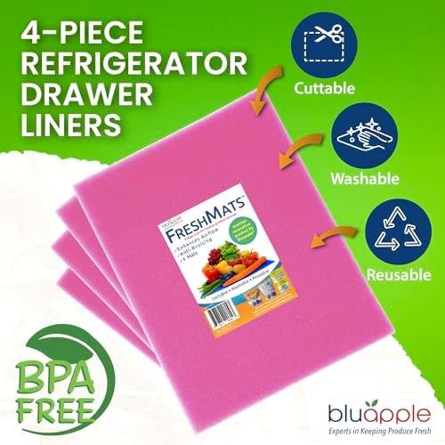 Bluapple FreshMats Washable Fridge Mats, Pink, 12x15, Set of 4 Mats - Image 3