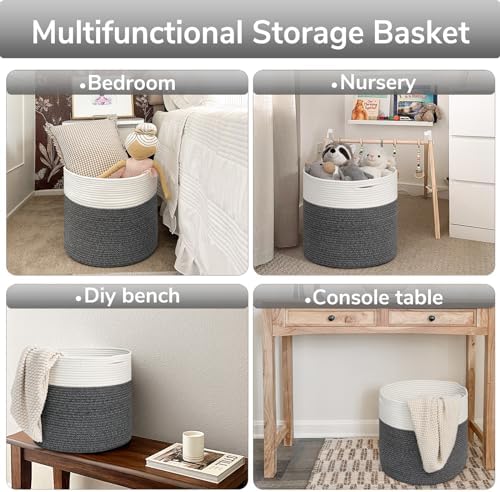 Goodpick Woven Blanket Basket Living Room, Toy Bin for Playroom, 45L - Image 4
