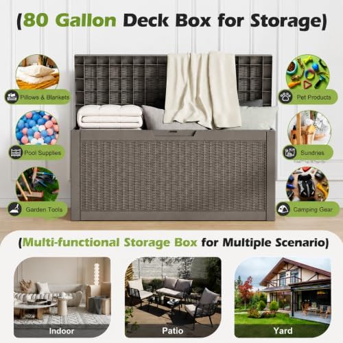 Outdoor Storage Box Waterproof, 80 Gallon Deck Box for Patio Storage - Image 3