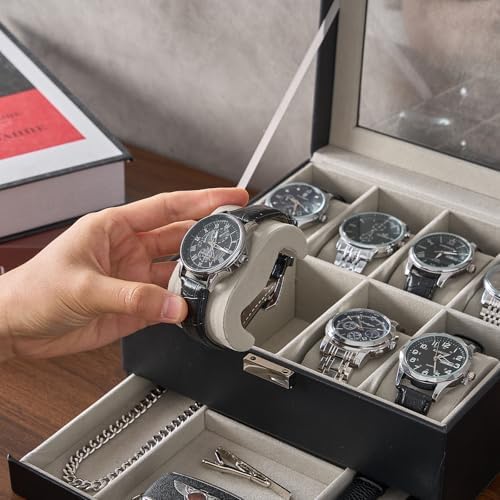 ProCase Watch Box, 8 Slot Watch Display Case with Drawer -Black - Image 5