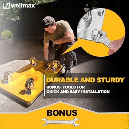 Wellmax Push Cart Dolly, Foldable Moving Platform Flat Cart, 660 lb, Yellow - Image 6