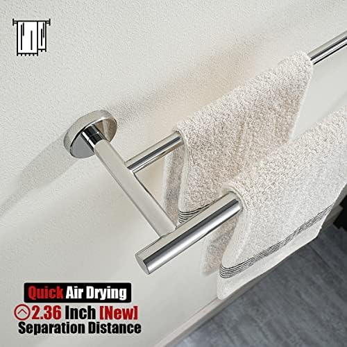 JQK Double Bath Towel Bar, 30 Inch 304 Stainless Steel Thicken 0.8mm Towel Rack for Bathroom, Towel Holder Polished Chrome Wall Mount, Useable Length 27 Inch, TB100L27-CH - Image 6