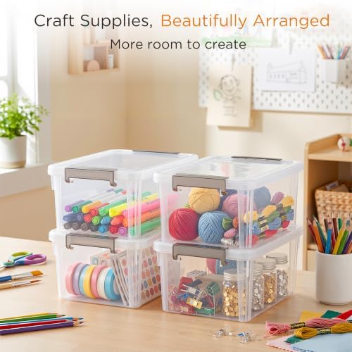 Citylife 4 Packs Small Storage Bins with Lids 3.2 QT Plastic Storage Containers for Organizing Stackable Clear Storage Boxes - Image 4