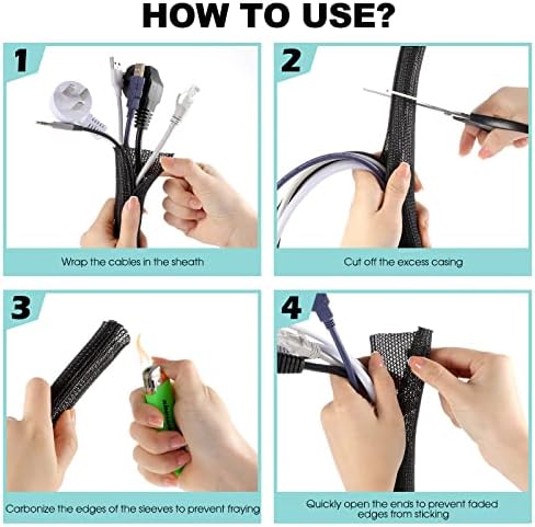 AGPTEK Cable Sleeve, 6.6ft - 1.2 inch Cable Management Cord Hider, Black - Image 6