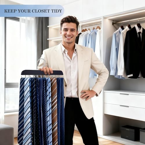 Tie Rack Hanger for Closet,1 Blet Organizer for Men with 20 Foldable Hooks - Image 5