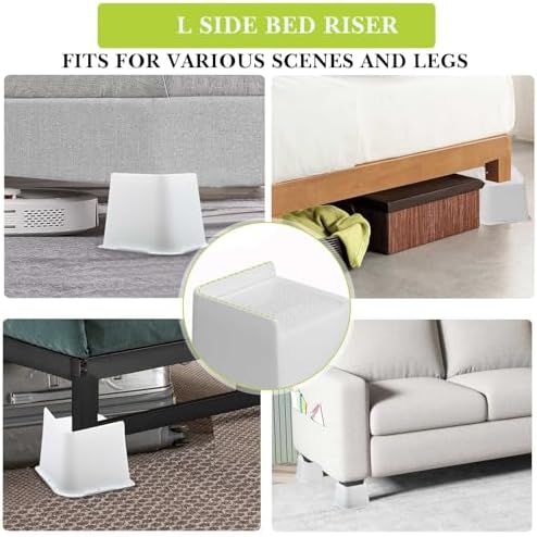 Bed Risers 1 inch, 2 inch, 3 inch, 4 inch, 6 inch, 8 inch Heavy Duty, Oversized Furniture Riser for Couch Sofa Table Chair Leg Frame Dorm, Support up to 6000 Lbs (White 4 Pack, 4 inch) - Image 3