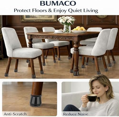 BUMACO 40Pcs Chair Leg Floor Protectors for Hardwood Floors Anti-Scratch - Image 4