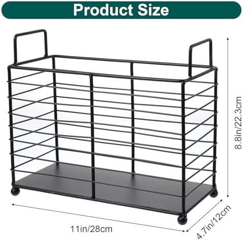 Metal Magazine Rack Floor, Wire Magazine Rack Storage Organizer with Handles - Iron Wire Black Folder Stand Holder for Home Office Bathroom Bedroom Living Room - Image 2