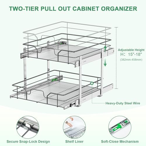 2-Tier Pull Out Cabinet Organizer (14" W x 22" D) - Image 5