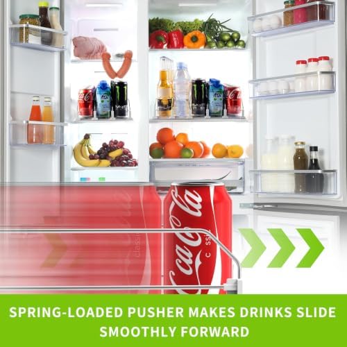 Coanto Drink Organizer for Fridge, Soda Can Organizer for Refrigerator with Automatic Pusher Glide, Adjustable Width Drink Dispenser for Fridge, Holds up to 25 Cans or Bottles, 5 Row - Image 3