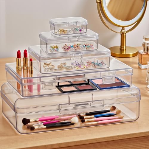 42 Pieces Mixed Sizes Rectangular Empty Mini Clear Plastic Organizer Box - Image 7
