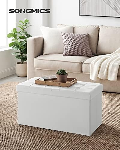 SONGMICS 30 Inches Folding Storage Ottoman Bench with Flipping Lid - Image 2