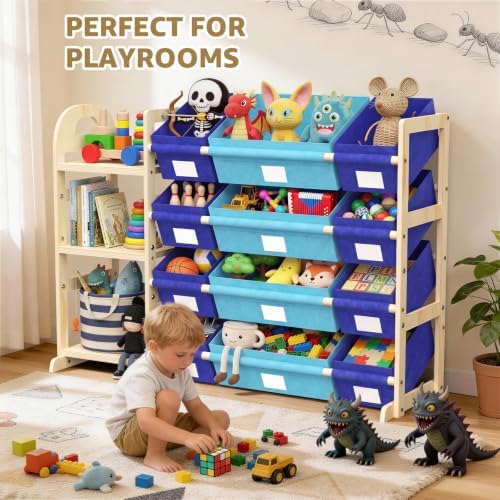 Blue Storage Bin with Label Holder for Room, 11.5 x 8.1 x 6 Inches - Image 6