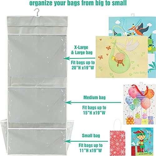 Simple Houseware Double-Sided Hanging Gift Wrap Organizer, Gray (Set of 1) - Image 4
