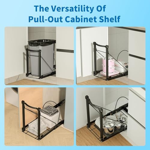 Pull Out Trash Can w/ Soft-Close for Cabinets, Under Sink No Drill Drawer - Image 6