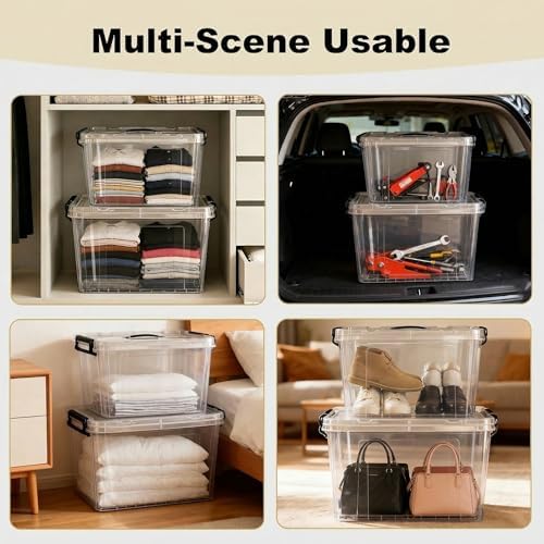 4 Pack 90 QT Plastic Storage Bins with Lids - Image 5