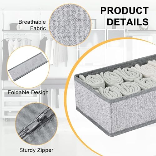 DIMJ Drawer Organizer Clothes Set of 8, Foldable Closet Drawer Bins, Underwear Drawer Organizer, Fabric Drawer Dividers for Baby Clothes, Socks, Belt, Tie (Blended) - Image 4