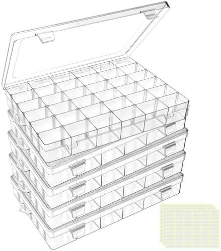 DILIBRA 5 Pack 36 Grids Large Plastic Organizer Box with Adjustable Divider by DILIBRA