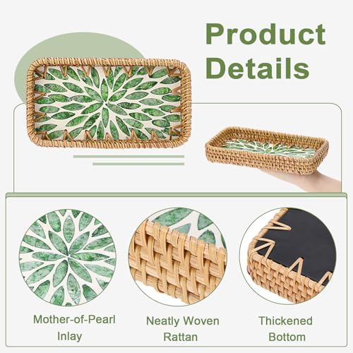 Key Tray for Entryway Table, Small Woven Rattan Tray Rectangular - Image 5