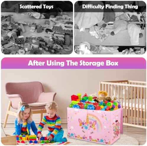 Large Toy Box, Sturdy Kids Storage Organizer for Boys Girls, 25"x13"x16" - Image 5