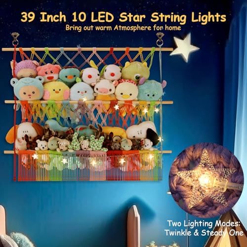 2 Tier Stuff Animal Storage Shelf Net 35x30'' Large Stuffy Storage Rainbow - Image 4