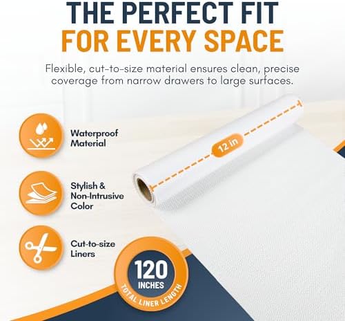 Shelf Liner Cabinet Liner for Shelves Non-Adhesive Kitchen Drawer Liner by Linda’s Essentials (12 x 120 Inches) - Non-Slip Easy Clean Shelf Liners for Cabinets and Cupboard Protector, Waterproof Mat - Image 3