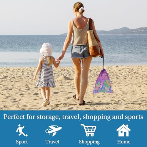 6 Pack Mesh Drawstring Bags with Lock, 14x17 for Gym, Beach, Laundry - Image 6