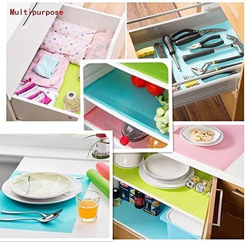Aiosscd 7 PCS Shelf Mats Refrigerator Liners Washable Refrigerator Pads Fridge Mats Drawer Placemats Home Kitchen Gadgets Accessories Organization for Top Freezer(2green+2pink+3blue) - Image 4