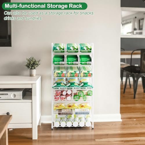 Vrisa Can Organizer for Pantry 7 Tier Canned Food Organizer Can Storage Rack Holds Up to 84 Cans Rolling Soda Soup Vegetable Can Goods Dispenser Shelf for Kitchen Pantry Cabinet, White - Image 5