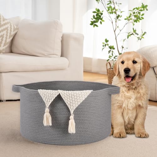 OIAHOMY 90L Extra Large Blanket Basket - Decorative Cotton Rope Storage Basket for Bedroom, Living Room & Nursery - Woven Laundry Hamper for Organizing Blankets, Clothes & Toys - Light Grey - Image 5