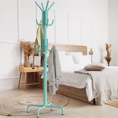 Simple Houseware Standing Coat Hanger Organizer Rack, 12 Hooks, Turquoise - Image 3
