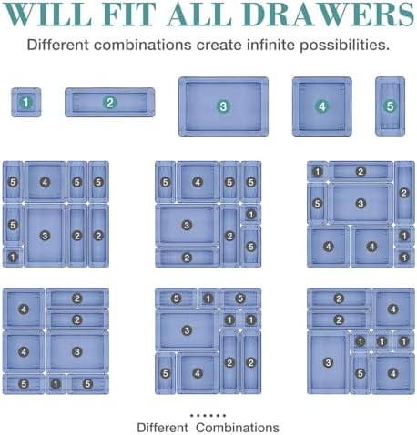 16 PCS Drawer Organizer Set, 5 Size Bathroom and kitchen organizer Trays - Image 4