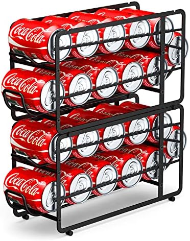 CANYAVE Soda Can Organizer Storage Rack, 2 Pack Stackable Beverage Soda Can Dispenser Organizer Holder for Refrigerator, Cabinet, Pantry (Black) by Canyave