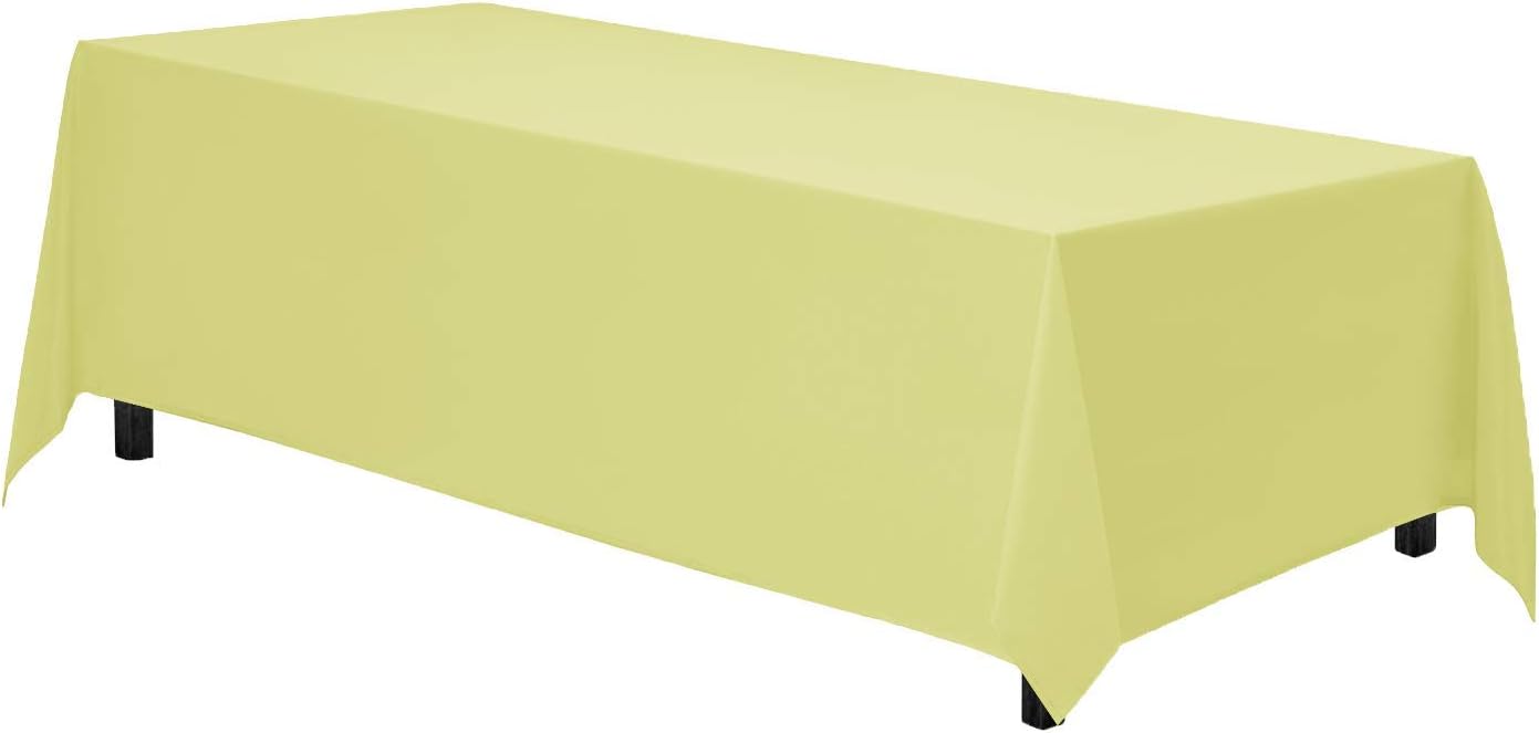 Gee Di Moda Rectangle Tablecloth - 90 x 132 Inch Yellow Table Cloth for 6 Foot Table with Floor-Length Drop - Heavy Duty Washable Fabric - 6 Ft Buffet Table, Holiday Party, Wedding & Baby Shower