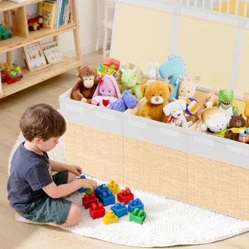 Dayacoco Extra Large Toy Box, Collapsible toy Storage, Kids Organizer,Beige - Image 6