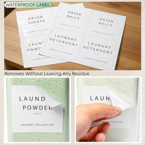 4+1 Pack Laundry Pods Containers & Dryer Sheet Holder & Laundry Detergent Dispenser, Laundry Room Organization and Storage Jars with Lids, Labels and Scoops for Scent Booster, Powder, Pods - Image 6