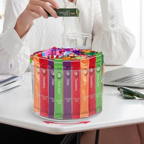 Drink Packet Organizer for Powdered Drink Mix,Powder Packet,Water Packet,Water Flavor Packet,Lazy Susan 360° Turntable Organizer for Drink Mix Necessities - Image 4