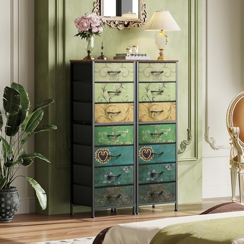 WLIVE Tall Dresser for Bedroom, 7 Drawer Dresser, Floral - Image 4
