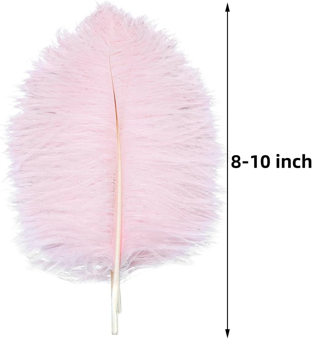 Ballinger Light Pink Ostrich Feathers - 24Pcs 8-10inch Feathers for Crafts,Party Centerpieces,Wedding and Home Decor