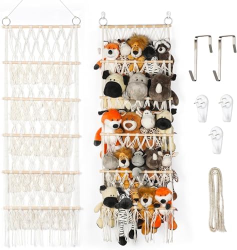 42cm Wide Over The Door Stuffed Animal Storage- 5-Tier Stuffed Animal Hammock For Toy Plush Hammock Hanging Net Big Girls Toddler Large Bag Animals Stuffy Behind by Qoroos