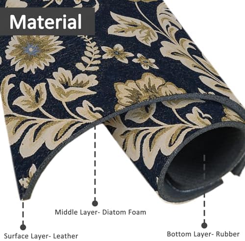 2PCS 24" X 5.5" Kitchen Sink Splash Guard Faucet Mat Floral Flower Super Absorbent Fast Drying Faucet Guard & Draining Mat Sink Splash Guard Behind Faucet for Kitchen, Bathroom - Image 4
