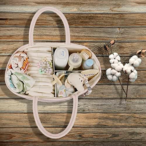 XUANGUO Large Pink Cotton Rope Baby Diaper Caddy Organizer Basket for Girls - Image 6