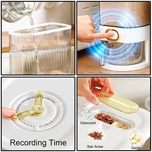 Sooyee Clear Rice Dispenser, Large Cereal Dispenser with Lid - Image 5