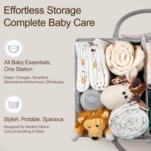 HBlife Large Baby Diaper Caddy Organizer, Paper Rope Storage Baskets Nursery Bin with Removable Divider, Portable Car Organizer for Diapers, Baby Shower Gifts, Newborn Essentials Must Haves - Image 4
