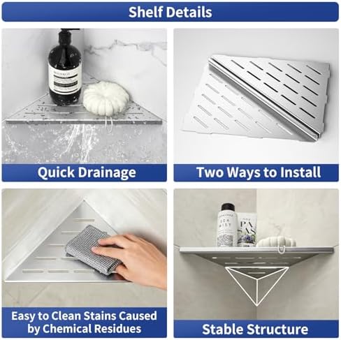 Corner Shower Shelf 10", Brushed - Image 3