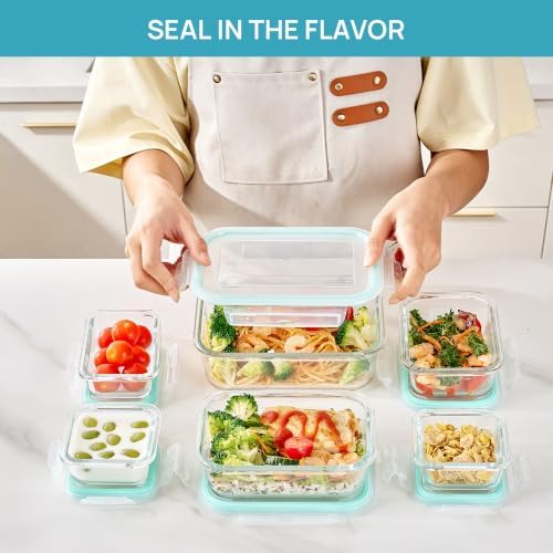 Vtopmart 6 Pack Glass Food Storage Containers with Lids Green - Image 4
