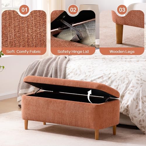 39.4" Ottoman with Storage Upholstered Storage Bench for Living Room - Image 6