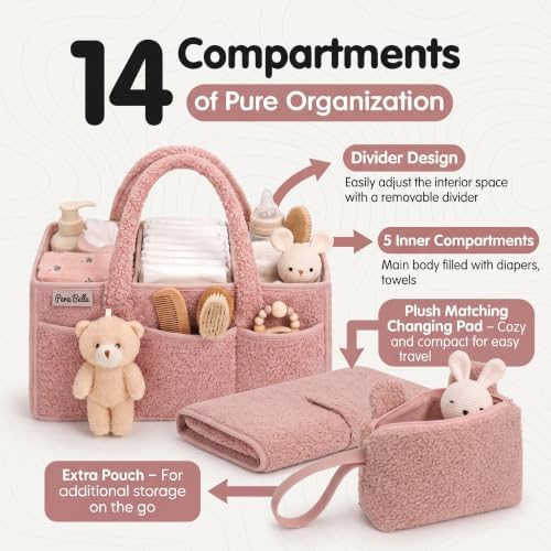 PeraBella Baby Diaper Caddy Organizer, Nursery Storage Baby Basket 3Pcs Set - Image 3