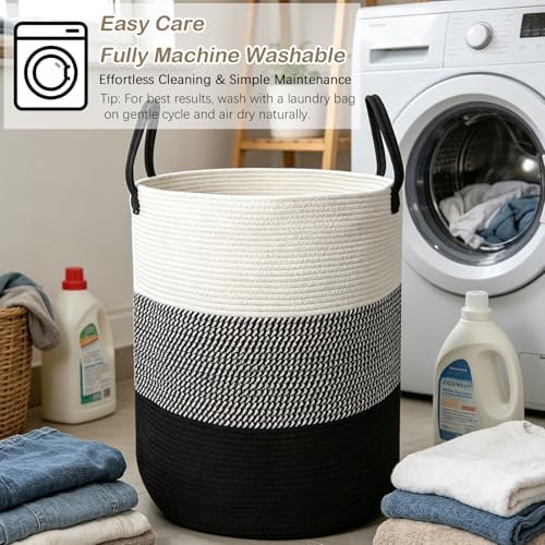 105L Extra Large Laundry Basket,Clothes Hamper with Handles-Black - Image 6